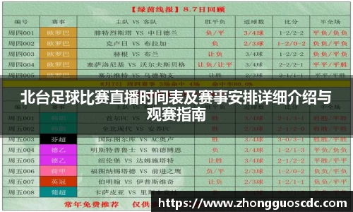 北台足球比赛直播时间表及赛事安排详细介绍与观赛指南